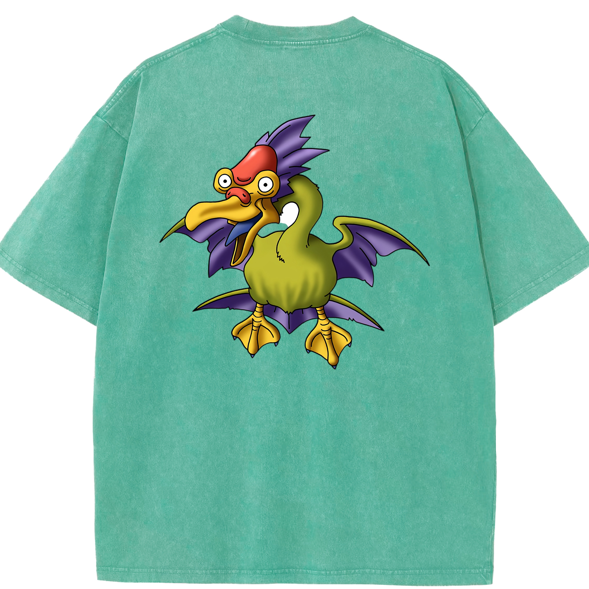 （画像用） ドラゴンクエスト Doragon Kuesuto Dragon Quest 綿100% ヴィンテージ風 半袖Tシャツ（背面プリント）